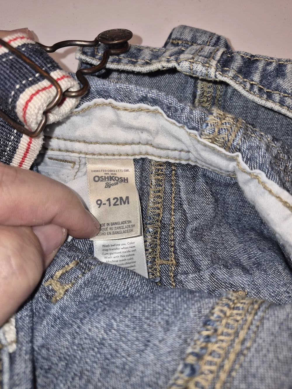 OshKosh B'gosh Blue Denim Overalls Size 9-12 Months